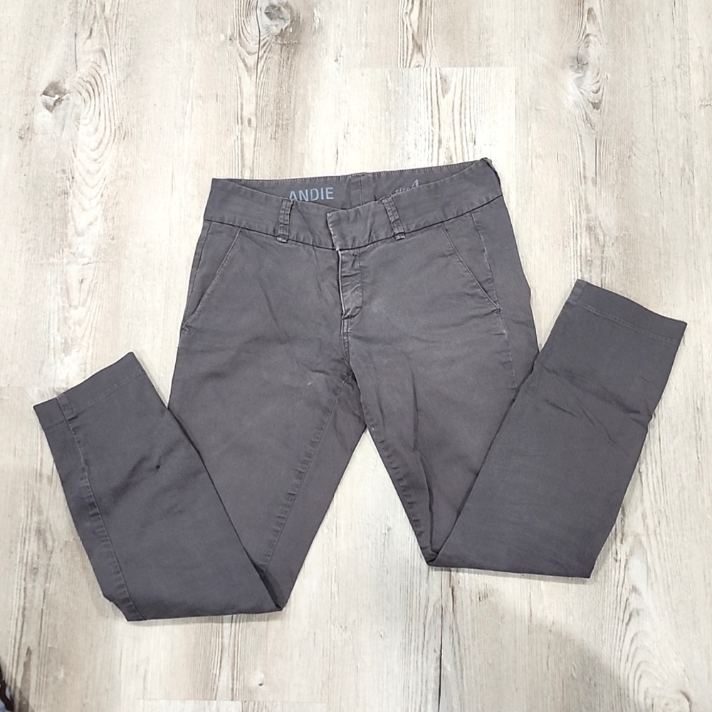 J.Crew Andie Chino in Mid Grey, Clasp Fly, Slim Ankle Length, Cotton/Spandex